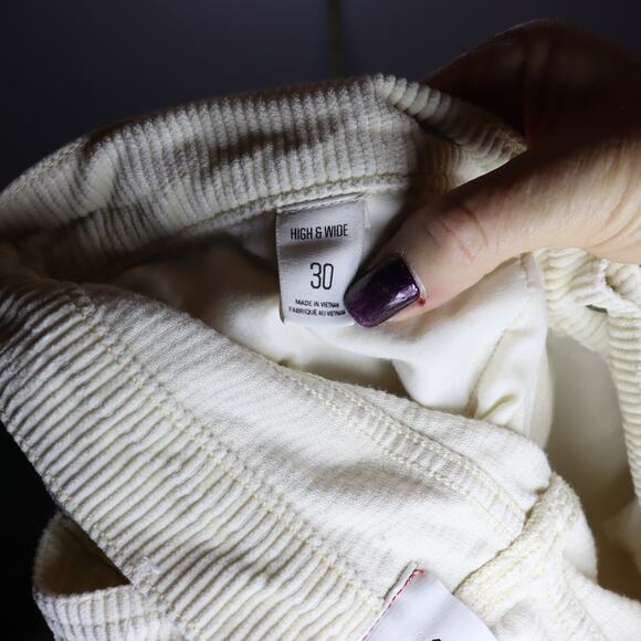 BDG High & Wide Corduroy Pants Ivory Size 30 (10) - Picture 5 of 5